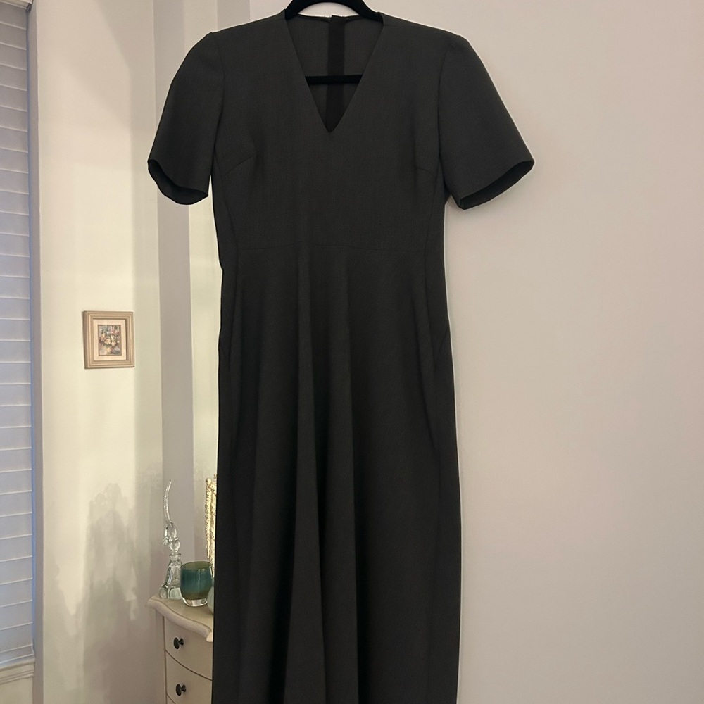 Elegant Dark Gray V-Neck Dress